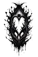 dark abstract, expressive blackwork, raw brush strokes cyber gothic ornamental tattoo design idea