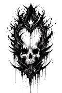 dark abstract, expressive blackwork, raw brush strokes cyber gothic ornamental tattoo design idea