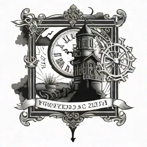 proverbs 23:24 at the wrist followed by stairs to heaven then a gate at the end inside the gate is a clock with the date tattoo design idea