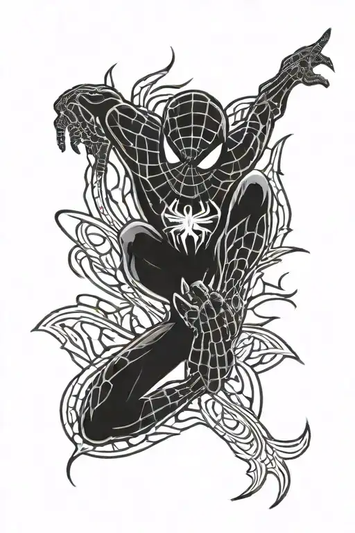 philippines tribal pattern and spiderman tattoo design idea