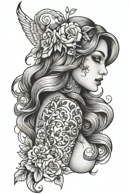 nude lady tattoo design idea