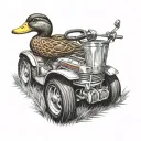 duck riding lawnmower  tattoo design idea