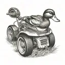 duck riding lawnmower  tattoo design idea