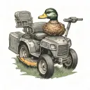 duck riding lawnmower  tattoo design idea