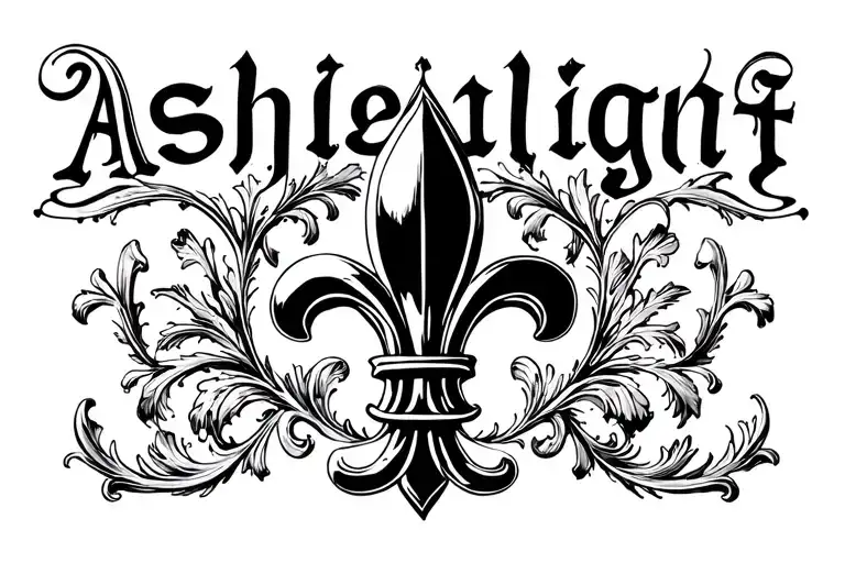 The name ashleigh that would go with a previous tattoo of a fluer de lis tattoo design idea