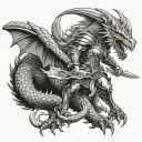 Valkyrie warrior battling a dragon tattoo design idea