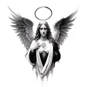 seraphim angel with halo neck tattoo tattoo design idea