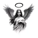 seraphim angel with halo neck tattoo tattoo design idea