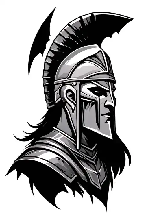 spartan warrior face tattoo design idea