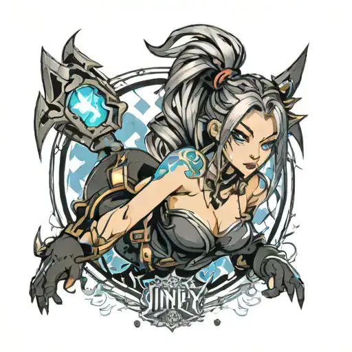 Jinx arcane league of legends tattoo design idea