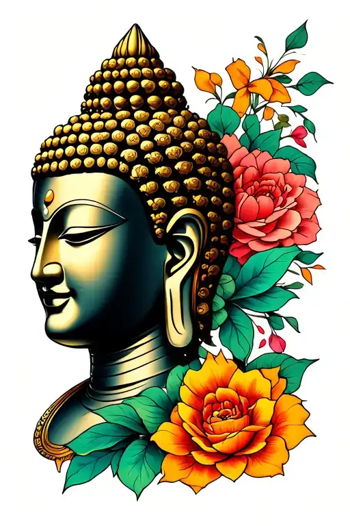 Buddha face tattoo design idea