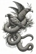 snake and crow tattoo design idea