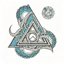 simple yet elegant anime style tattoo designed around the adoption symbol of ah heart intertwined with a triangle using  tattoo design idea