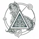 simple yet elegant anime style tattoo designed around the adoption symbol of ah heart intertwined with a triangle using  tattoo design idea