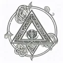 simple yet elegant anime style tattoo designed around the adoption symbol of ah heart intertwined with a triangle using  tattoo design idea