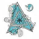 simple yet elegant anime style tattoo designed around the adoption symbol of ah heart intertwined with a triangle using  tattoo design idea