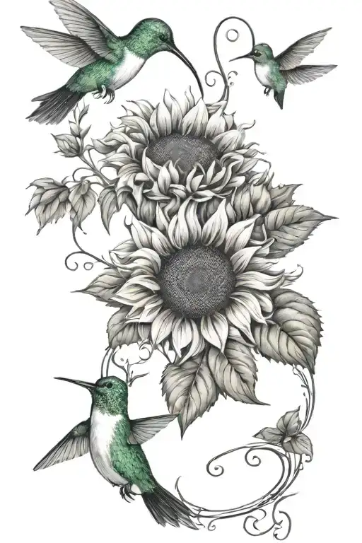 Sunflowers, Infinity, Hummingbird tattoo design idea