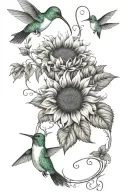 Sunflowers, Infinity, Hummingbird tattoo design idea