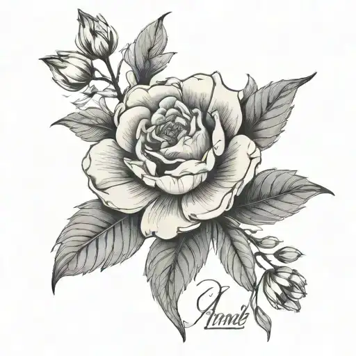 may birth flower with name "Anneli" tattoo design idea