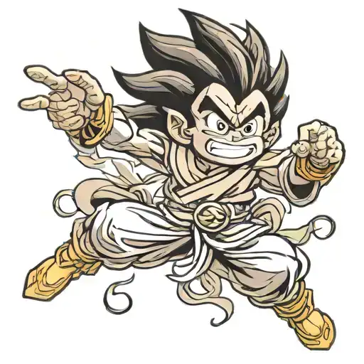 monkey king dressed as San goku kid on his flying cloud tattoo design idea