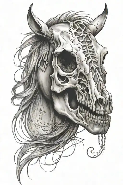 Horse skull tattoo design idea