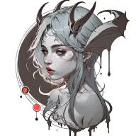 demon girl,blood moon phases tattoo design idea