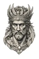 Hermes god greek art feathered hair and winged crown tattoo design idea