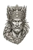 Hermes god greek art feathered hair and winged crown tattoo design idea