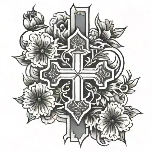 cross, homosexual sign, flowers, geometry, simple design tattoo design idea