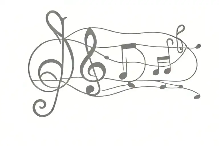 Musical notes intertwined with intricate accounting symbols tattoo design idea