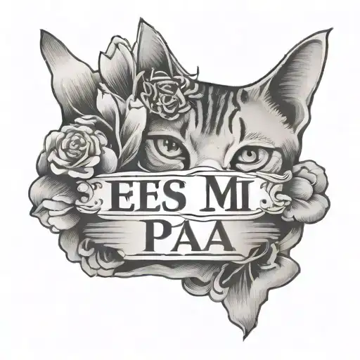 text that says "Eres Mi Pa"z, then with a small cat paw at its right side tattoo design idea