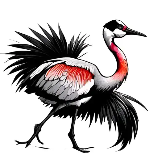 sandhill crane, about love marriage, and love of my kids, food, music.  i like the style of ink spalter and artsy very c tattoo design idea