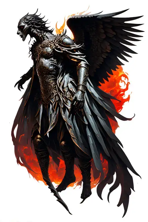 lost dark souls floating Demons angels tattoo design idea