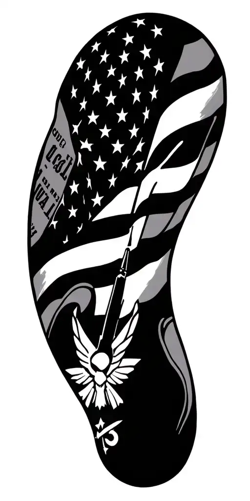 Patriotic sleeve with USS Sullivan F111 F1 15 the US flag the Air Force army, navy insignia staff sergeant rank a compas tattoo design idea