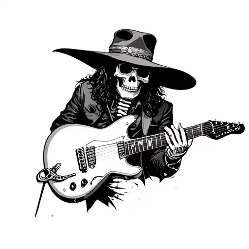 Stevie Ray Vaughan skeleton guitar tattoo design idea