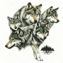 wolf pack tattoo design idea