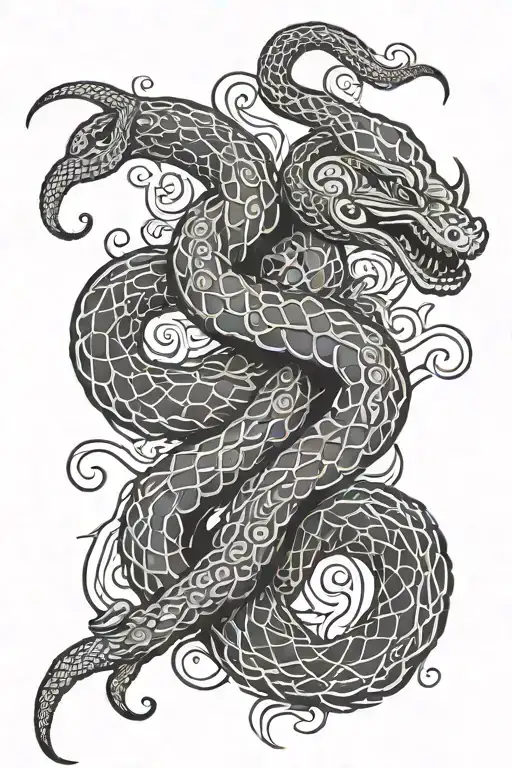 nãga serpent tattoo traditional  tattoo design idea