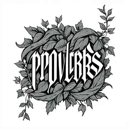 the word proverbs with vines growing around letters tattoo design idea