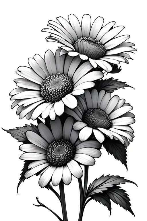 daisy and sweet pea flowers tattoo design idea