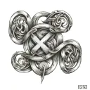 4 of 9 in roman numerals intertwined tattoo design idea