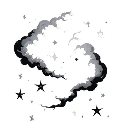 gothic Clouds and wind stars tattoo design idea