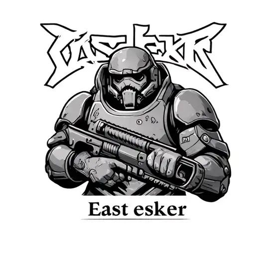 "east esker" "east esker" doom marine holding tattoo design idea