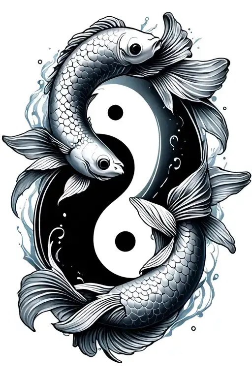 yin and yang tattoo with koi fish swimming  tattoo design idea