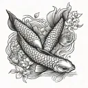 names and birthdays Outdoor themed with 2 koi fish tattoo design idea