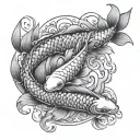 names and birthdays Outdoor themed with 2 koi fish tattoo design idea