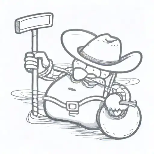 a noodle wrangler that is a potato cowboy tattoo design idea