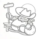a noodle wrangler that is a potato cowboy tattoo design idea