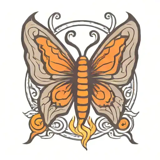 tattoo of butterfly with wings on fire tattoo design idea