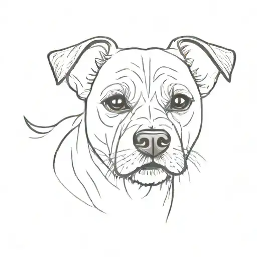 dog in minimalism, drawn with pencil, front view, border terrier breed tattoo design idea