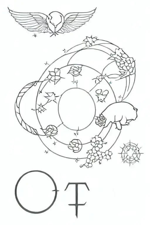 family zodiac symbol incorporated tattoo design idea
